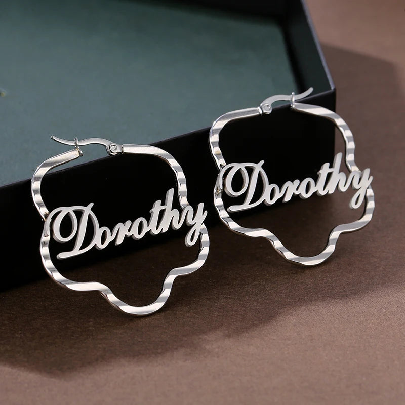 Customized Name Stainless Steel Earrings Personalized Exquisite Female Jewelry Unique Cloud Design Suitable for Summer Wear