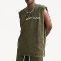 Wholesale Men Wash Cotton Make Old Vintage Sleeveless Vest Boy's Fitness Gym Black Men's Tank Tops