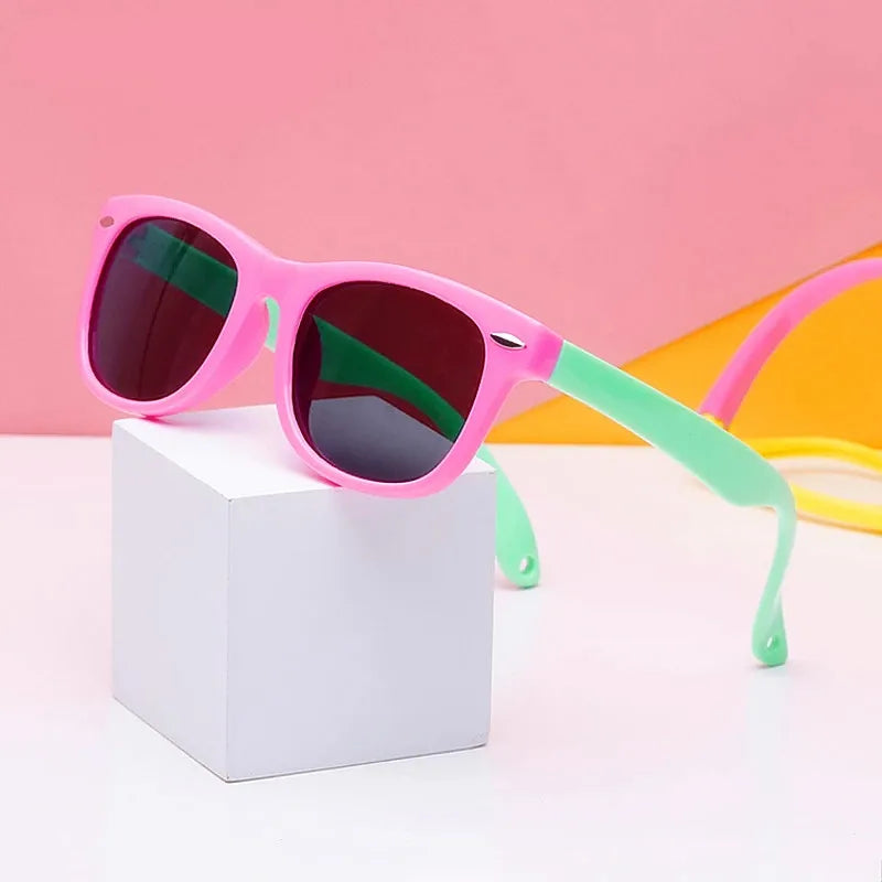 Wholesale Fashion Girls Boys Silica Gel Sport Sun Glasses UV400 Square Polarized Kid's Sunglasses