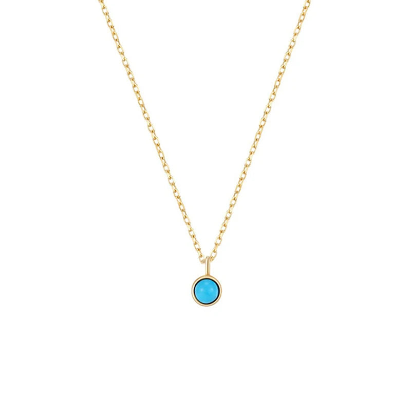 Hot Sale Minimalist 925 Sterling Silver Turquoise Jewelry Pendant Necklace