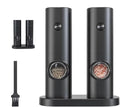 Spice Gravity One Hand Operation Adjustable Coarseness Semi-Automatic Electric Salt and Pepper Shaker Grinder With Led Light