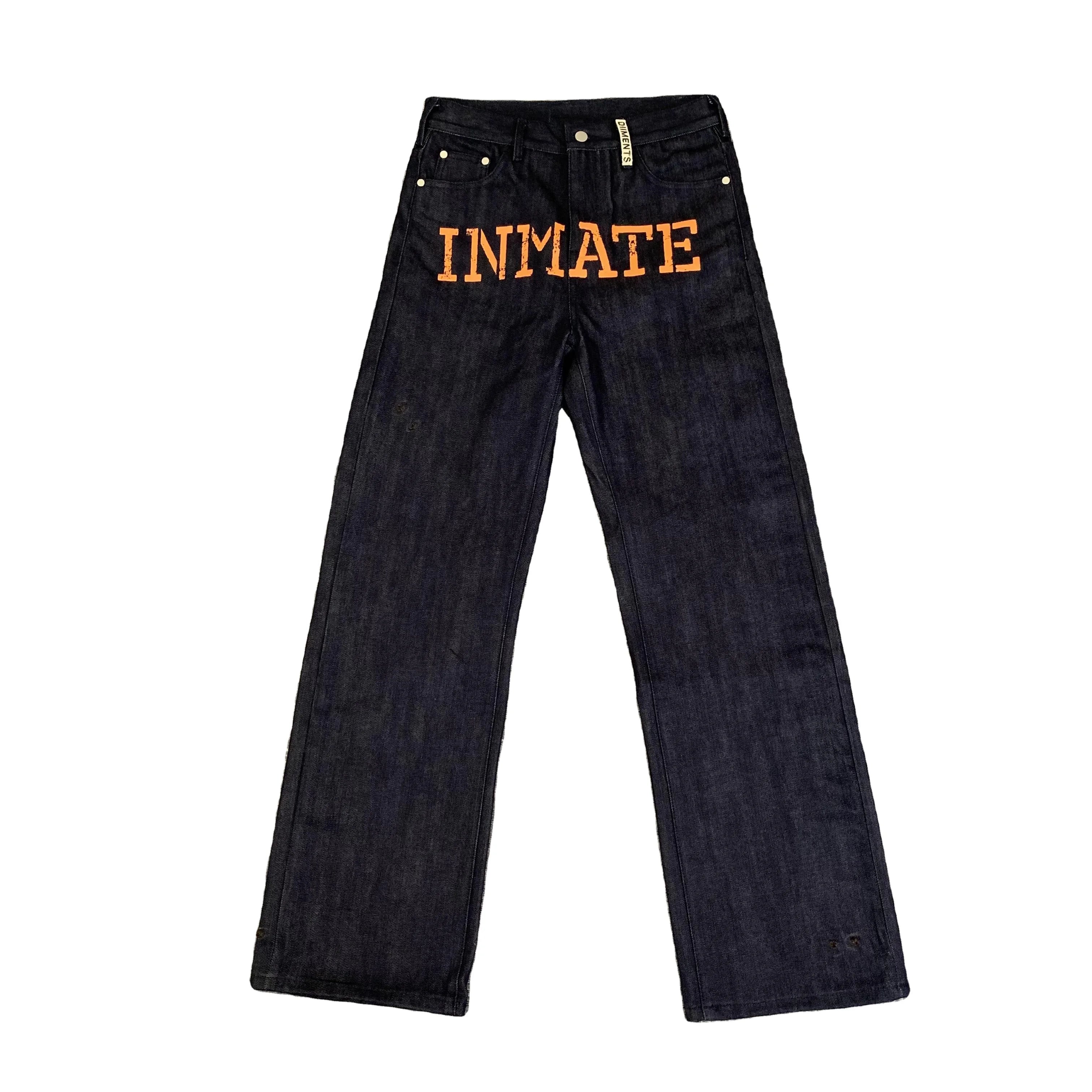 DENIMGUYS OEM Men's Denim JeansTrend Street Damage Holes Loose Straight Stracked Pants Men