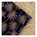 Summer Colorful Palm Tree & Black Background Printed Fabric 100% Polyester Satin Fabric for Garment
