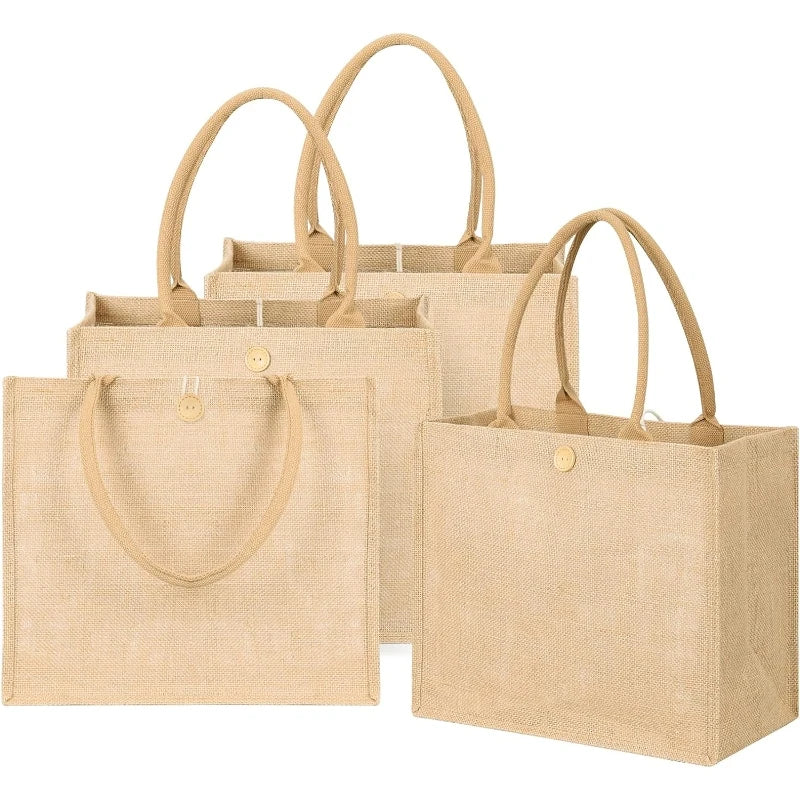 Wholesale Large Natural Reusable Recycled Burlap Hemp Tote Bag Customizable Eco-Friendly Jute Tote Bag Shopping Bag With Logos
