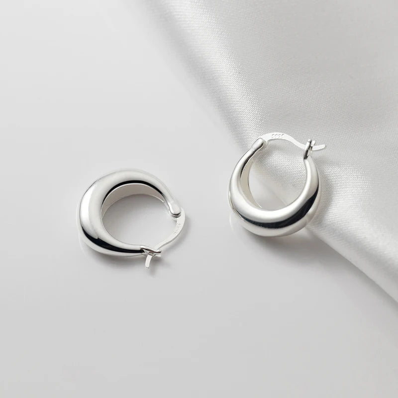 Trendy Geometric Crooked Boat 18K Gold Plated Clip Earrings for Women Real 925 Sterling Silver Fine Jewelry