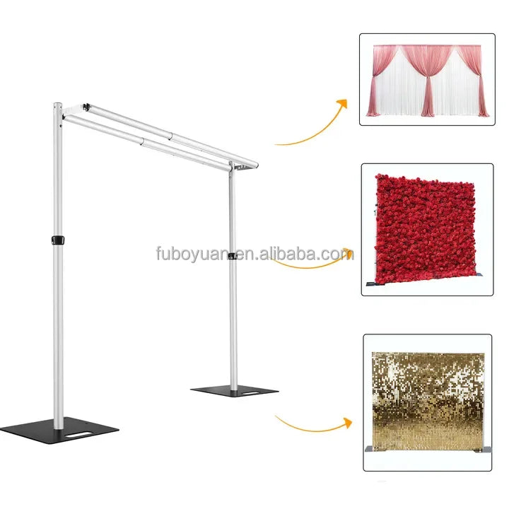 F361 10ft Portable Adjustable Aluminum Flower Wall Metal Frame Backdrop Stand for Graduation Weddings