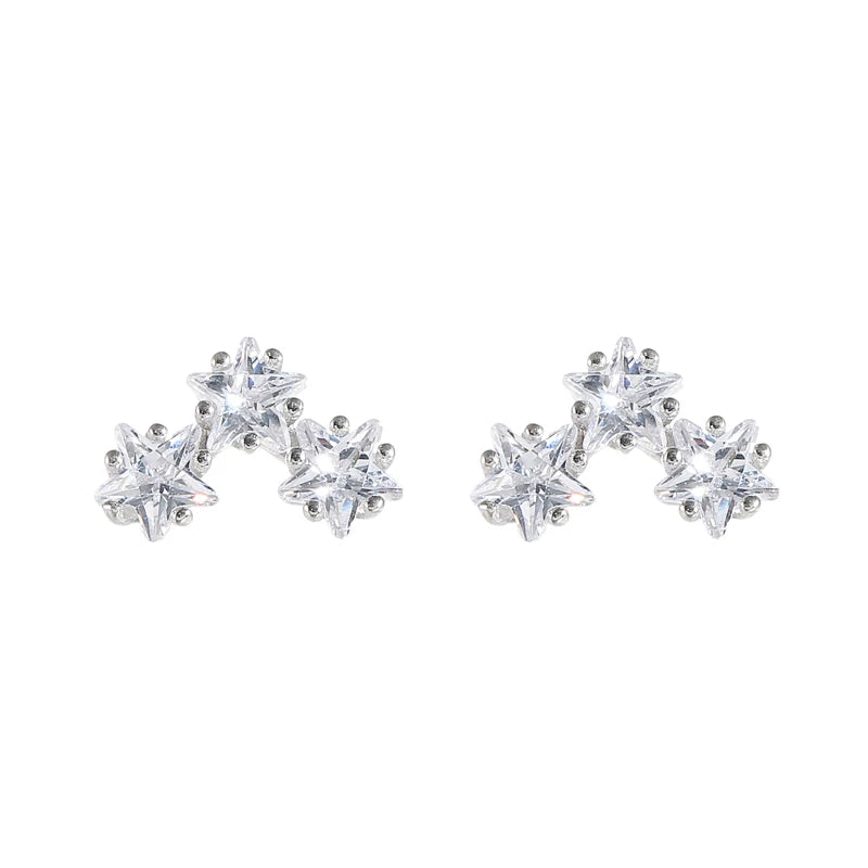 Factory Wholesale  Star Zircon Stud Earrings for Modern Women 2025 Fashion Girl Gift 925 Sterling Silver Jewelry Allergy