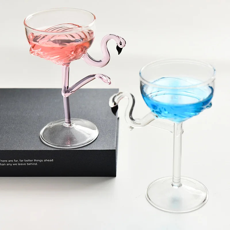 Creative Flamingo Shaped Tall Ice Cream Cocktail Tumblers Wine Glass champagne Fancy Dessert Tumblers for Weddings