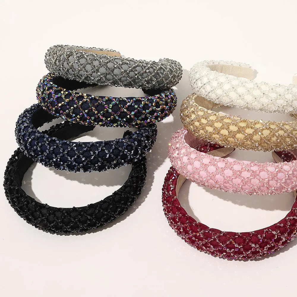 Luxury Bling Full Diamond Crystal Headband Personality Rhinestone Crystal Beaded Colorful Hairband Women Accessories Jewelry MegaBDM