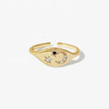 LOZRUNVE Fashion Jewelry 18k Gold 925 Sterling Silver CZ Moon and Star Mat Signet Ring
