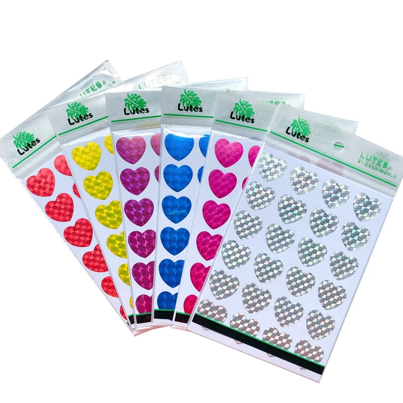120 Pcs/pack Shining Mini Heart Paper Stickers Scrapbooking Sticker Gift Decor Kindergarten Children Reward Nail Decoration