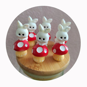 Kawaii Cabochons Rabbit Mushroom Model 3D Resin Charms Fairy Garden Toys for Kids Easter Holiday Gifts DIY