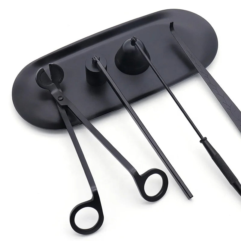 Candle Wick Trimmer Cutter Snuffer Extinguisher Wick Dipper with Gift Package Black Steel 5 in 1 Candle Accessory Set