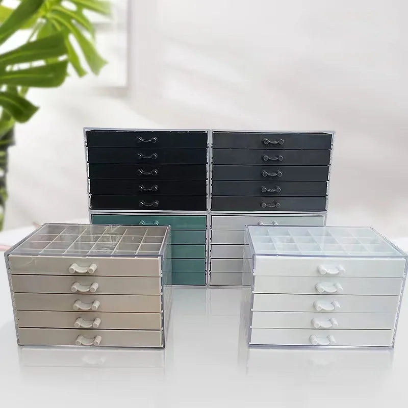 Professional 5-Layer Diamond 120 Grid Storage Box Transparent Plastic Jewelry Drawer for Nail Accessories & Jewelry