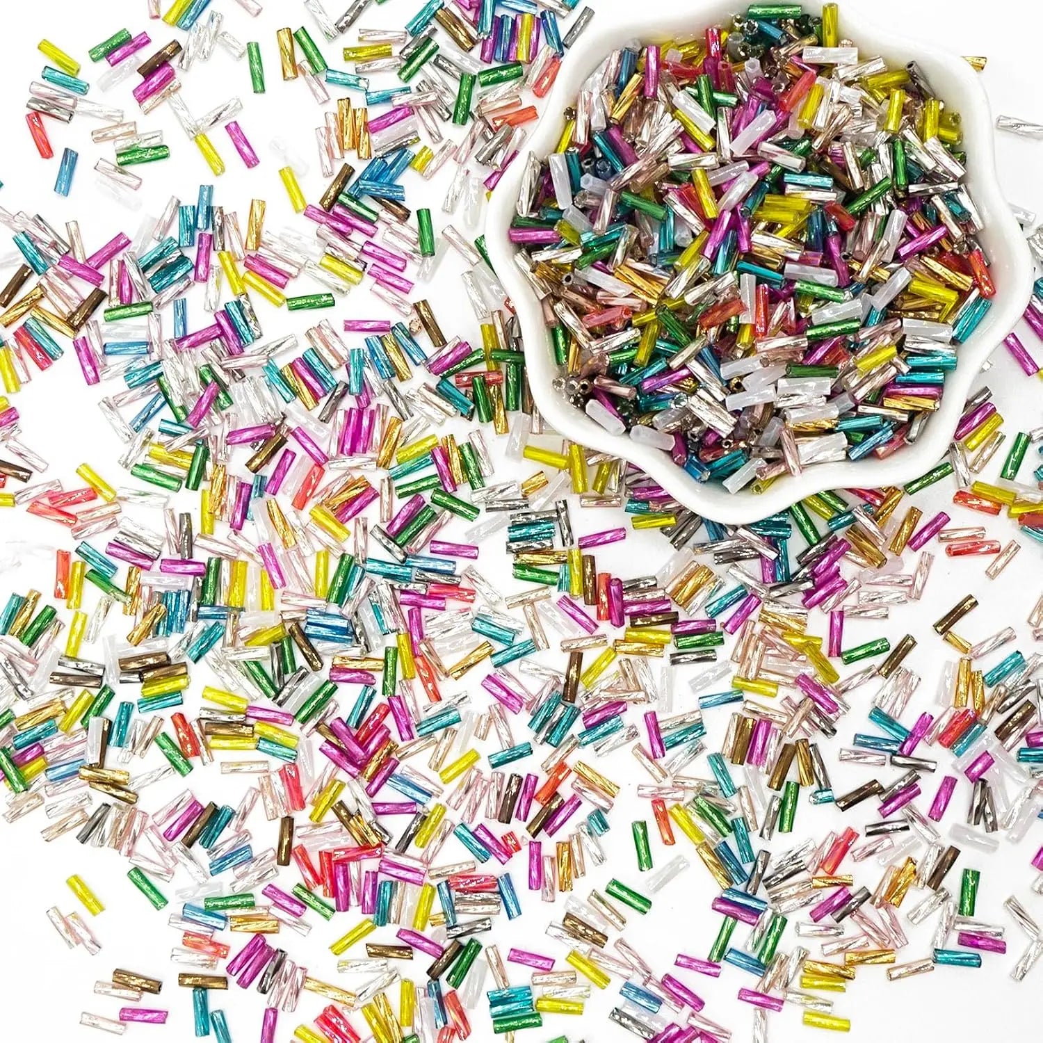 2*6mm 10000pcs 450 Gram Twisted  Tube Beads Kit Glass Bugle  Beads Small Craft Beads for DIY Bracelet Necklaces Jewelry Making