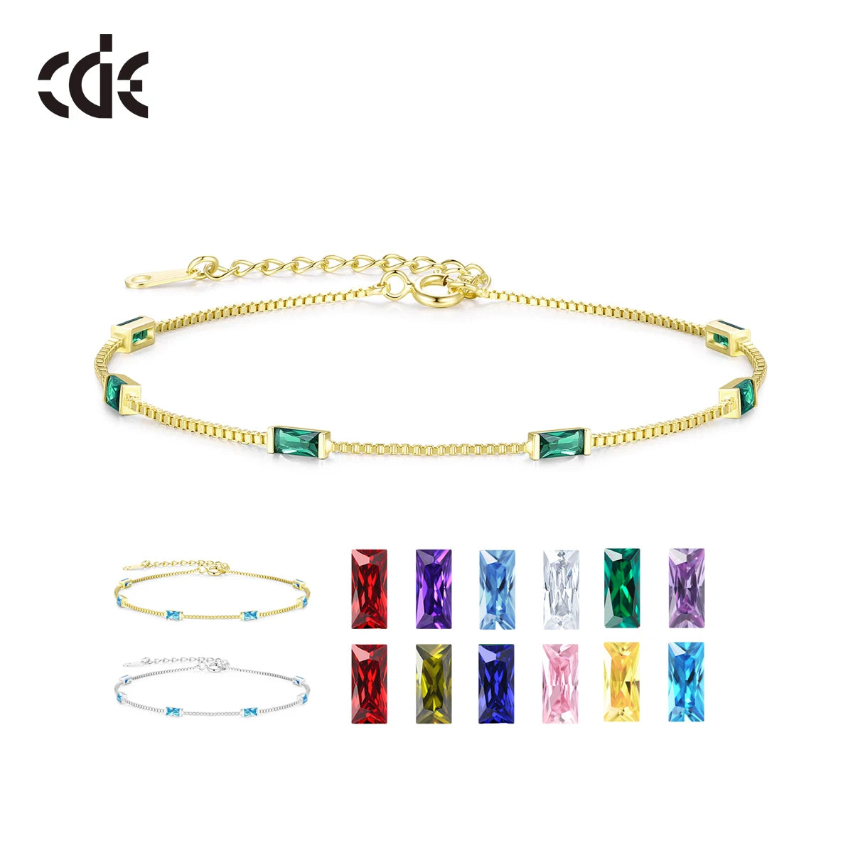 CDE YB0726 Silver 925 Jewelry Birthstone Bracelet with Brazalate Zircon Sterling Silver Chain Pulsera De Plata for Gift