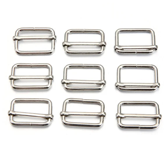 20mm 25mm 30mm 50mm Metal Slide Rectangle Adjuster Buckle Tri-Glides Buckle With Movable Center Bar for Straps Webbing