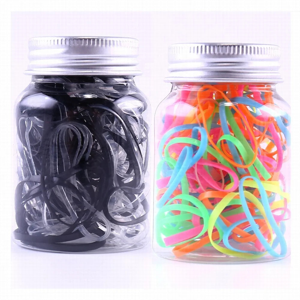 Mini Rubber Band Soft Elastic Bands for Kids Black Hair Braids Hair Cute Strawberry Bottle