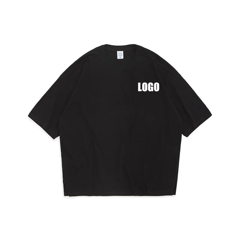 Custom Logo Solid Color Five Point Sleeve Mens Clothing Cotton Blanks Tshirt