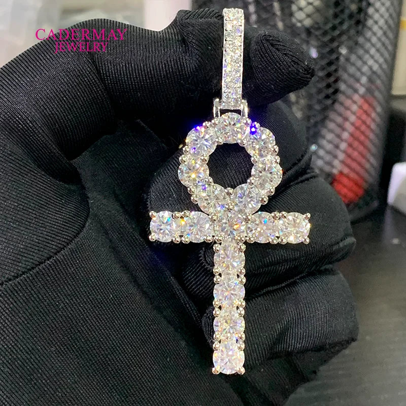 Hip Hop Jewelry 5mm 6mm VVS Moissanite Gender Symbols Pendant 925 Sterling Silver Moissanite Iced Out Ankh Cross Pendant