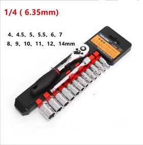 Portable Ratchet Spanner Set Car Quick Repair Tool Ratchet Combination Wrench 14PCS 6.3mm 1/4