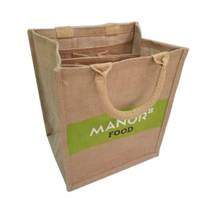 Jute Burlap Tote Bags - Natural Burlap Reusable Tote Bags with Cotton Handles with Laminated Interior Shopping Bag