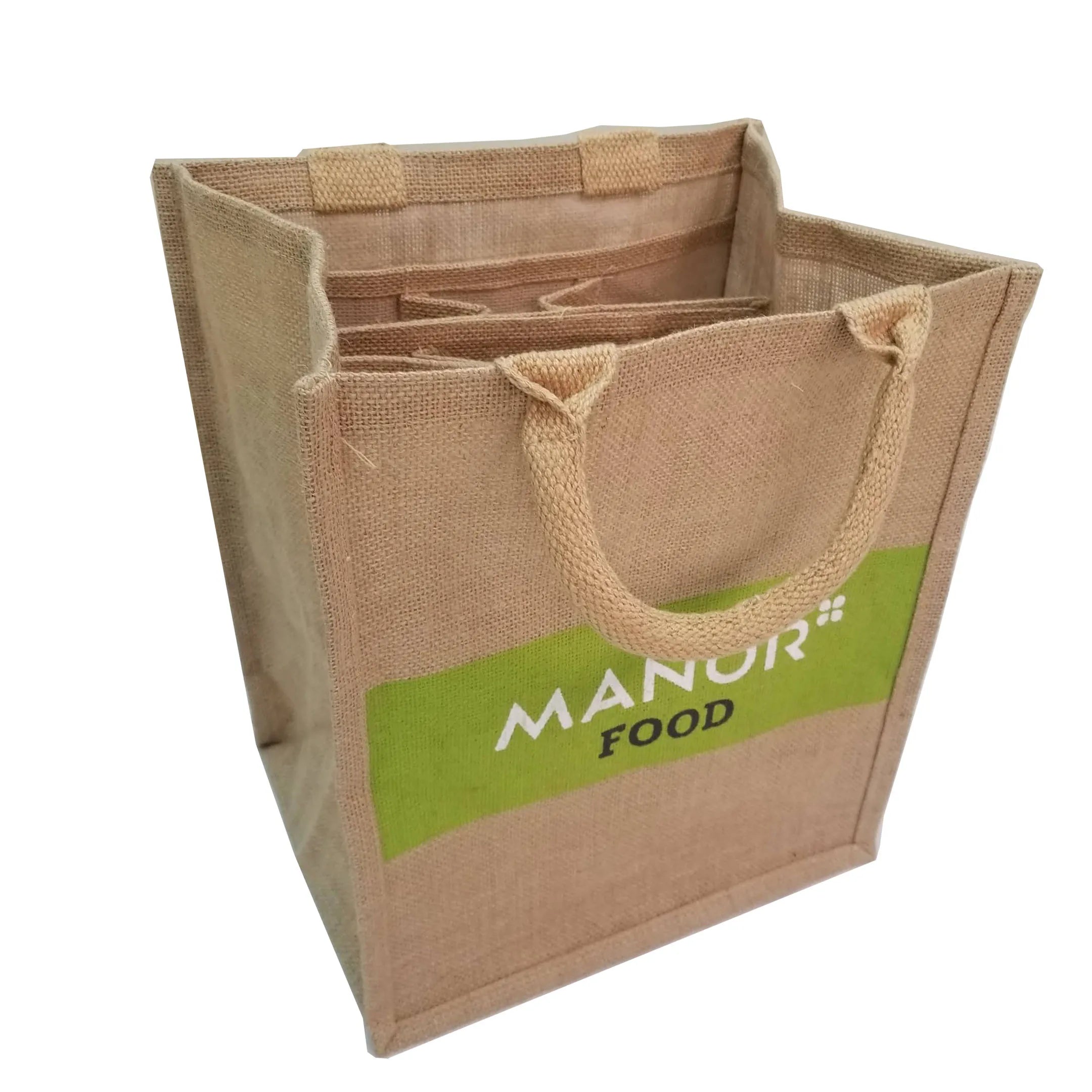 Jute Burlap Tote Bags - Natural Burlap Reusable Tote Bags with Cotton Handles with Laminated Interior Shopping Bag