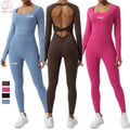 Wholesale Customized Logo Women's Gym Jumpsuit With Open Back & Scrunch Butt Sports Bodysuit for Women