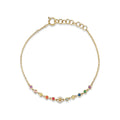 LOZRUNVE Bohemian Fashion Jewelry 925 Silver BEZEL Rainbow Zirconia Flower Charm Bracelet Women