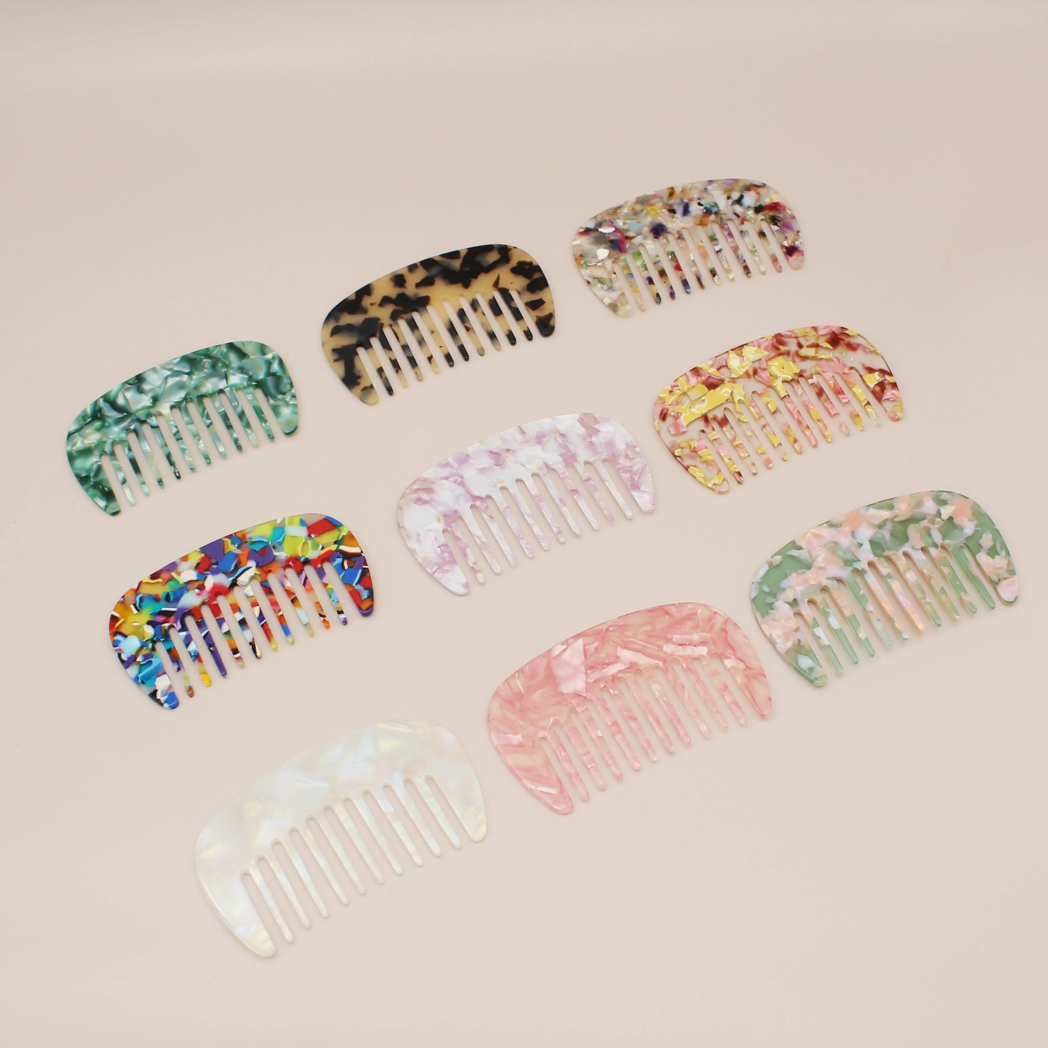 Jachon Custom Color Logo Beard Massage Hair Comb Fashionable Cellulose Acetate Wave Hair Styling Tool