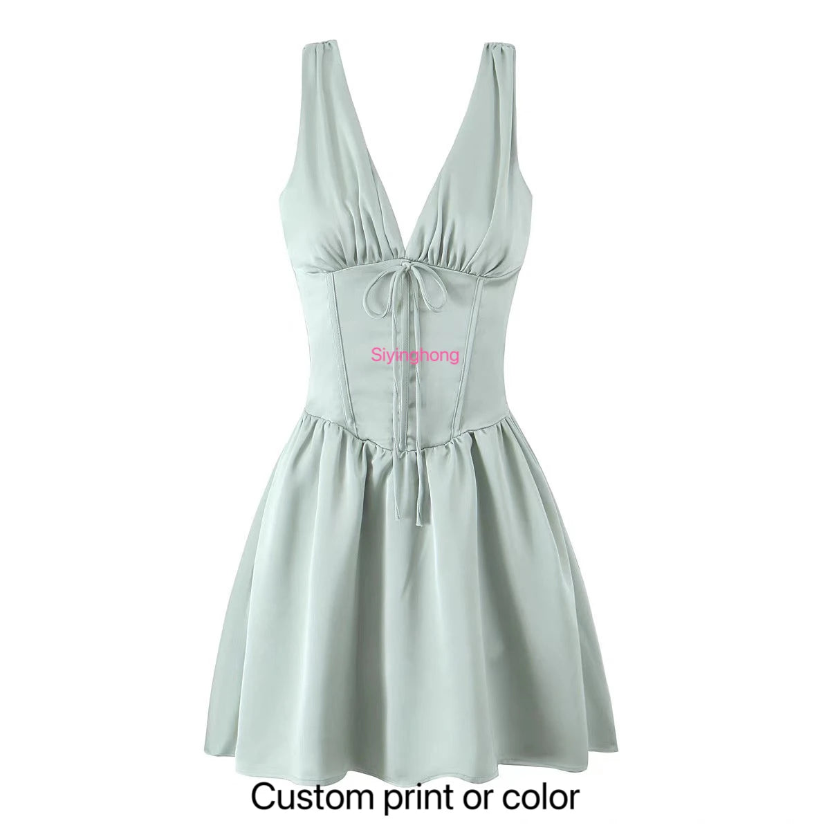 Custom Wholesale Clothing Solid 2025 Women's Casual Fashion French V-neck Slim Dress Corset V-neck Mini Dresses
