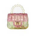 Wholesale New Design Trendy Pearl Handle Little Girl rainbow Pvc Small Jelly Bag Kids Purses and Handbags Cute Mini Purses