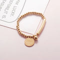 HOVANCI Gold Filled Bead Bracelet Jewelry Retro Round Brand 11 Gold Bead Letter Women Bracelet
