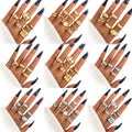 Hot Sell  Chunky Punk Gold Plated Geometric Open Finger Rings Set for Women Jewelry Party Gift Exaggerated Hip-Hop Accessories