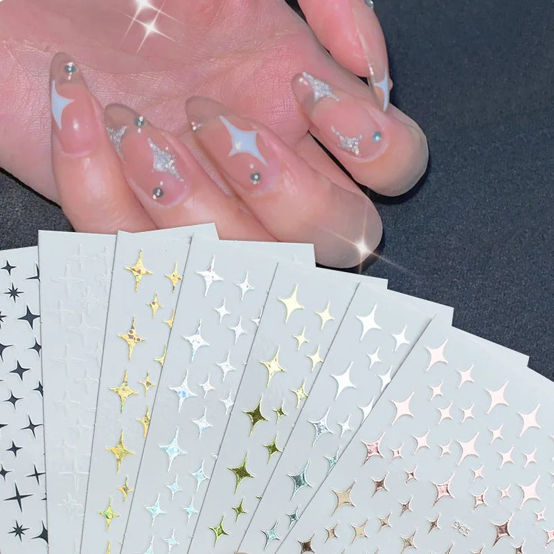 Wholesale Hot Sale Newest Silver Nail Sticker Shiny Heart Fashion Design Nail Art Decor 3D Adhesive Manicure Tools
