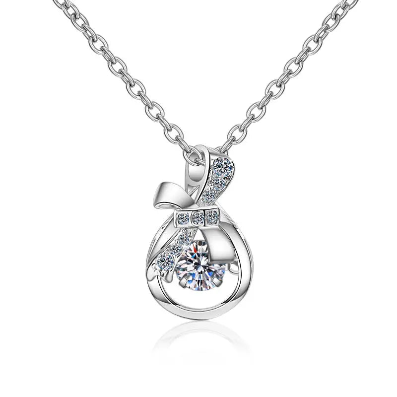 Factory Wholesale 925 Sterling Silver Cute Necklace 0.3ct Moissanite Gemstone Pendant Sterling Silver Jewelry for Women