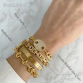 BM49483 Chunky Barbed Wire Knotted Chain Stacking Stainless Steel Bracelet Gold Plated Birthday Anniversary Gift for Women Bulk