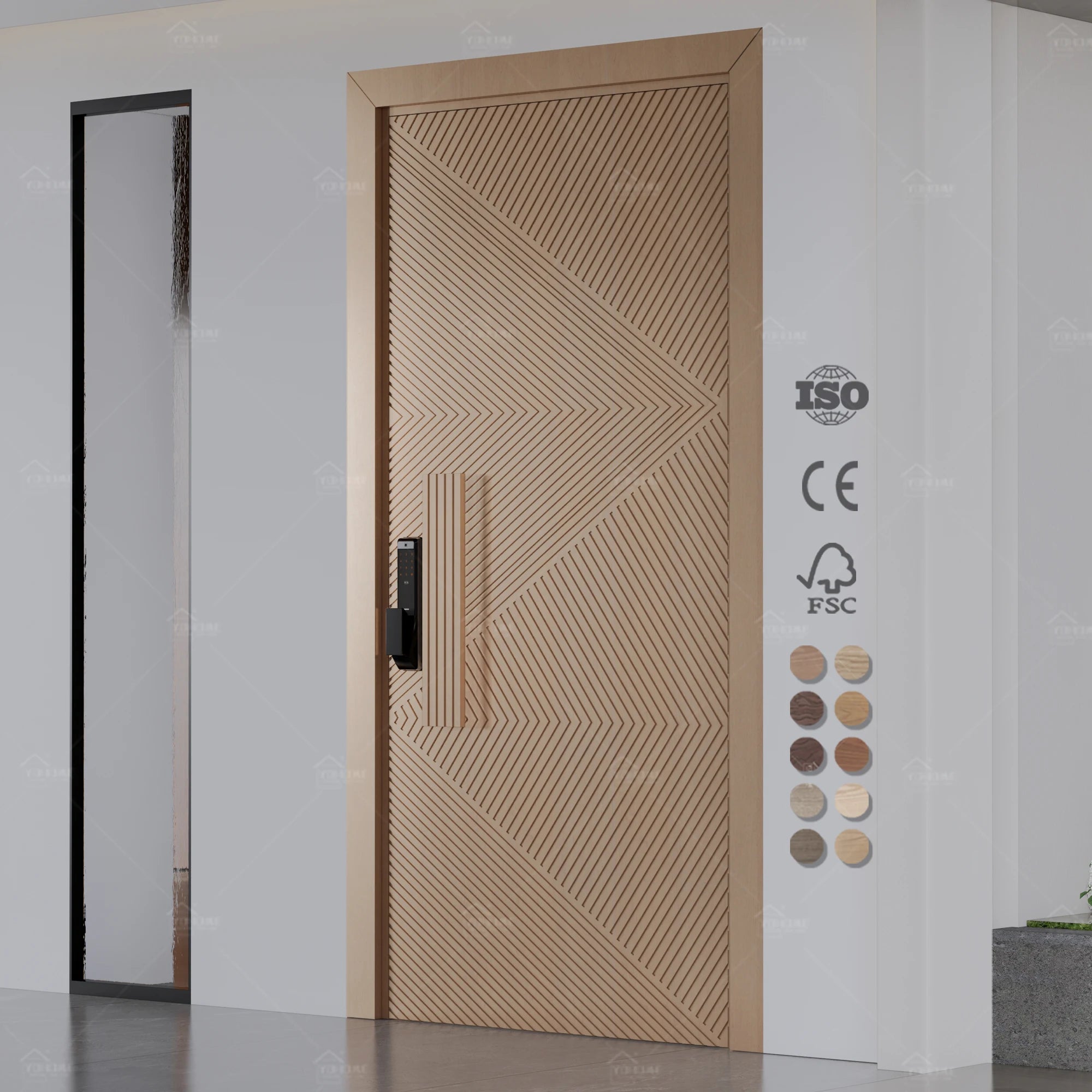 China Top Manufacturer Luxury Modern Villa Style Main Gate Anti-Theft Exterior Wooden Door Home Front Security Pivot Door
