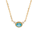 2023 New Japanese Style Vintage Simple Niche Clavicle Chain Inlaid Apatite Necklace 14K Gold Plated Gift