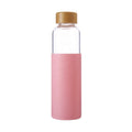Custom Logo  Metal Bamboo Lid Silicone Sleeve 500ml Clear Container Drinking 1000ml Glass Water Bottle with Silicone Sleeve