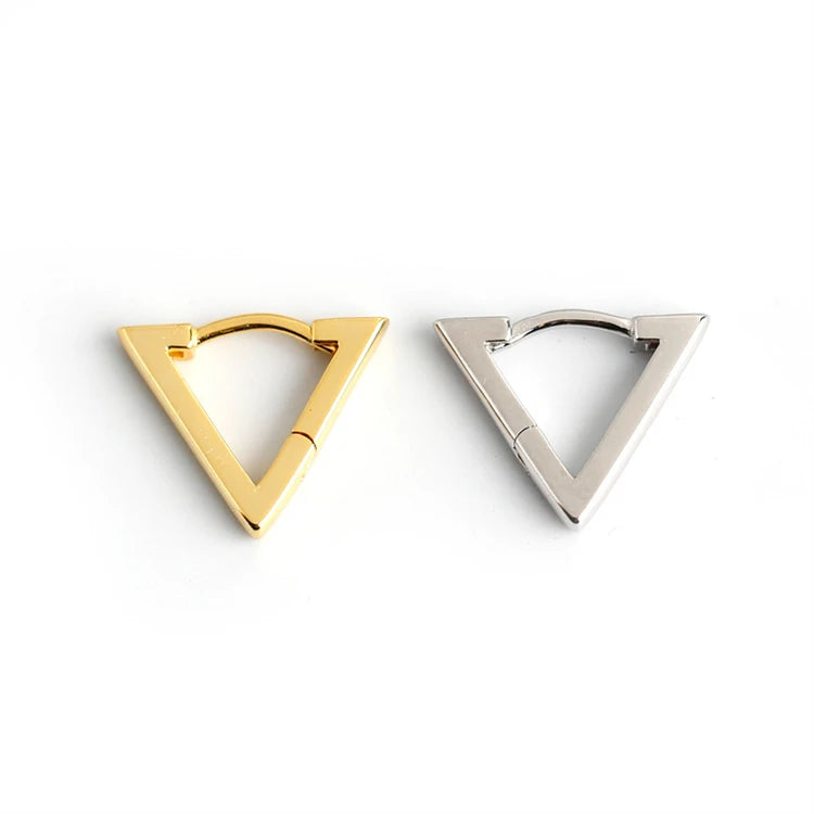 Simple Geometric Triangle Shape Hoop Earrings 18k Gold 925 Sterling Silver Fashion Huggie Hoop Earrings for Women