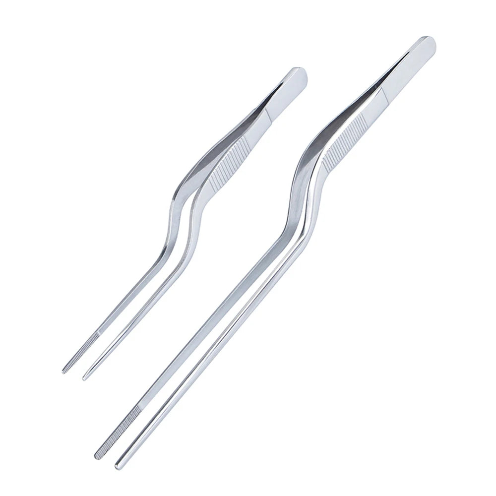 Kitchen Culinary Tweezer Tong Stainless Steel Cooking Offset Tweezers Tongs