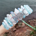 DIY Crystal Crafts Aura Quartz Crystals Healing Stones Point White and Blue Comb Headband DIY Moon Charms HY