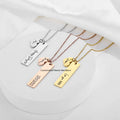 Stainless Steel Rose Gold Bar Necklace Names Engraved Heart Pendant Anniversary Best Friend Gifts Personalized Choker for Women