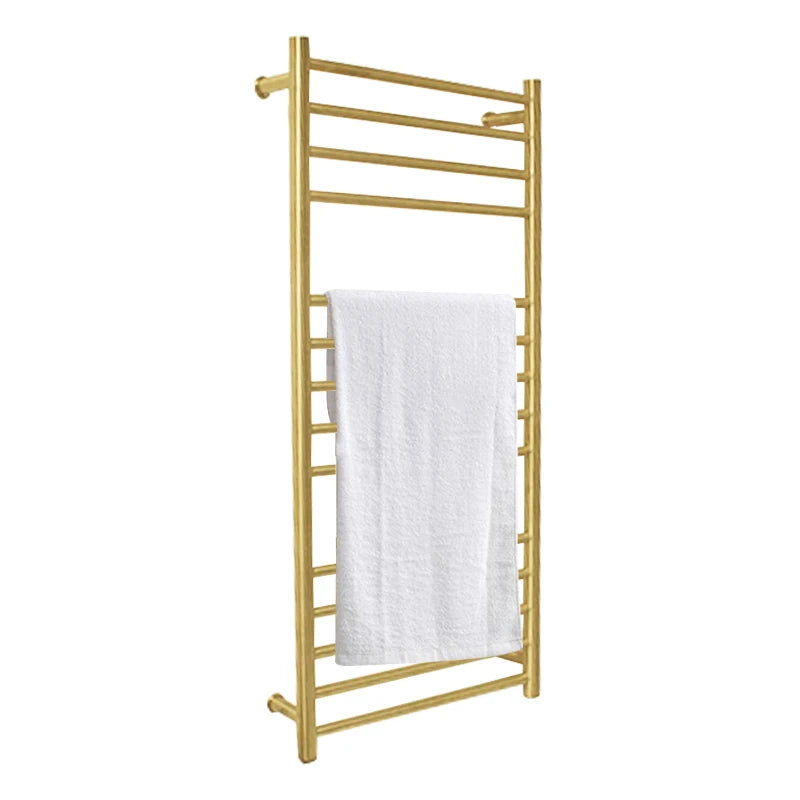 Gold Towel Warmer Rack Home Hotel Use 14 Bar Stainless Steel Space Saving Plug-in Wall Mounted Cloth Heated Drying Rack Modern