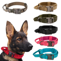 Outdoor Tactical Training Double Layer Wear Resistant Canvas Nylon Pet Collar for Large and Medium Hunting Dog