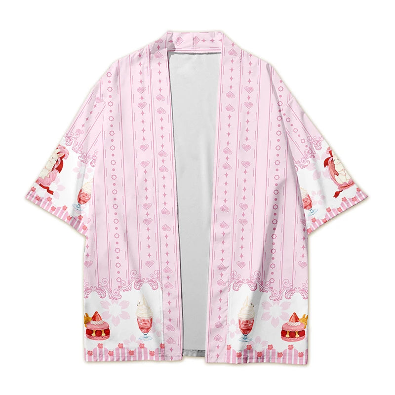 Hot Sale Haori Japanese Style Demon Print Cardigan Kimono Harajuku Anime Women Men Cosplay Yukata
