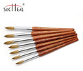 Top Quality International Size Red Wood Handle Silver Ferrule 100% Kolinsky Acrylic Nail Brush Round /Oval Shape