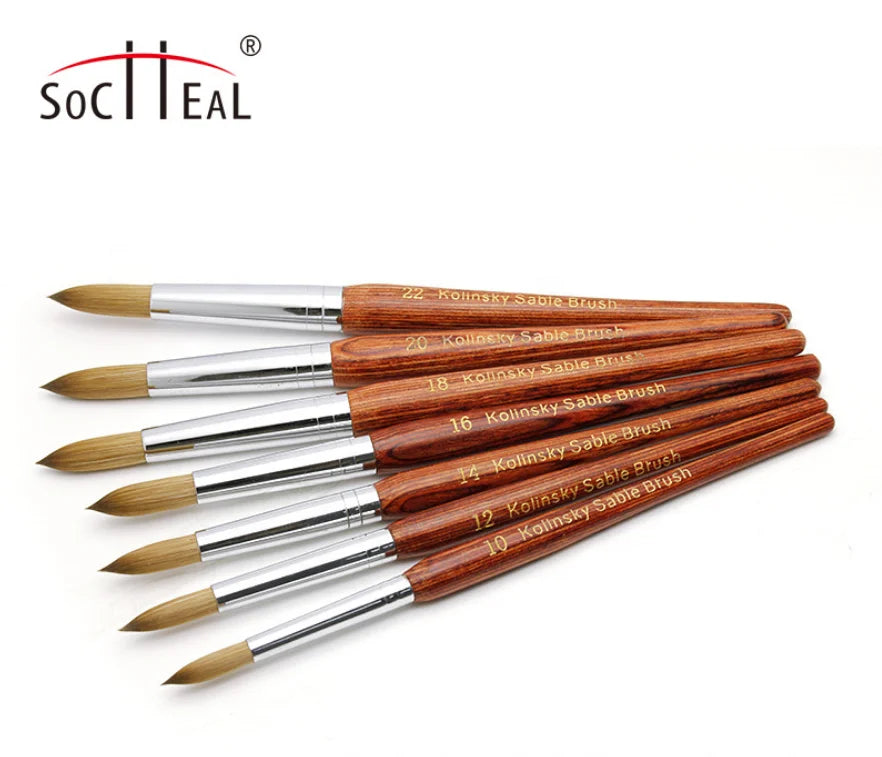 Top Quality International Size Red Wood Handle Silver Ferrule 100% Kolinsky Acrylic Nail Brush Round /Oval Shape
