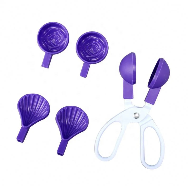 3 in 1 Plastic Heart and Flower Shape Chocolate Clip Cake Ball Tongs and Lollip Mold Set None-Stick Meatball Maker